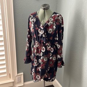 Faux wrap floral dress